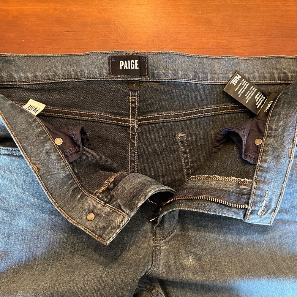 PAIGE Federal Men's Charcoal Gray Slim Straight Fit Cotton Jeans Size 36 - Picture 3 of 15
